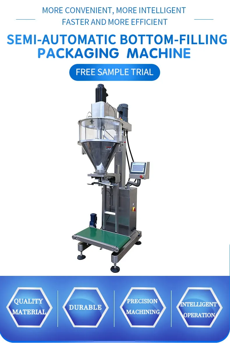 Semi-automatic 5-25kg bottom-fill packaging machine