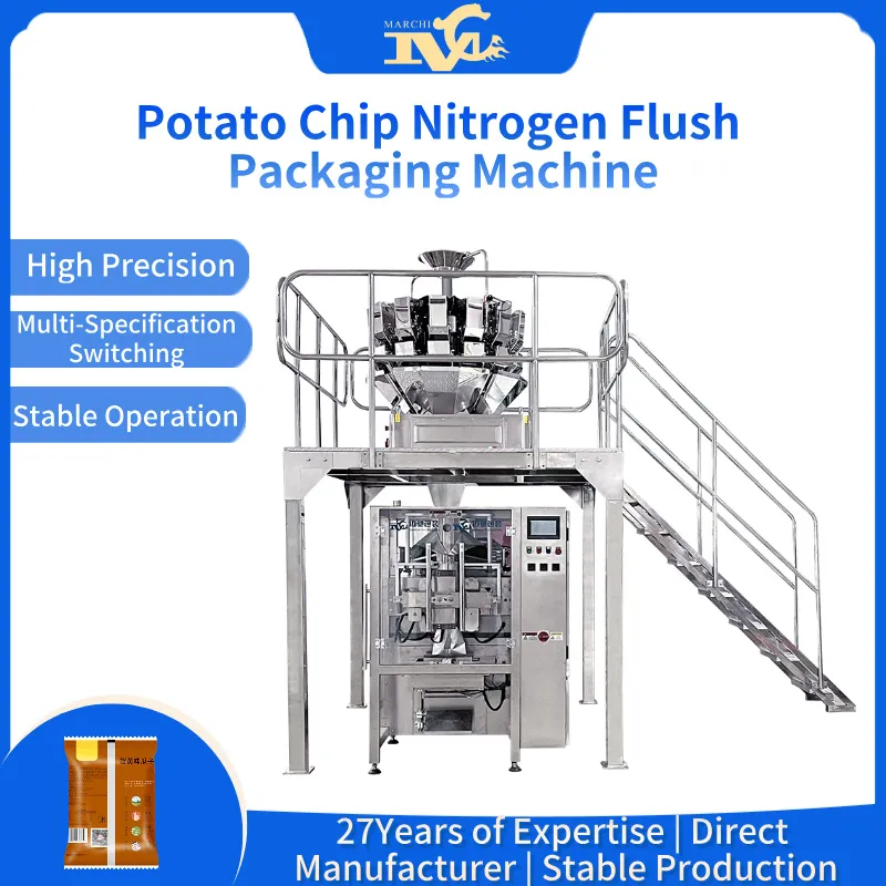 Potato chip nitrogen-flush packaging machine